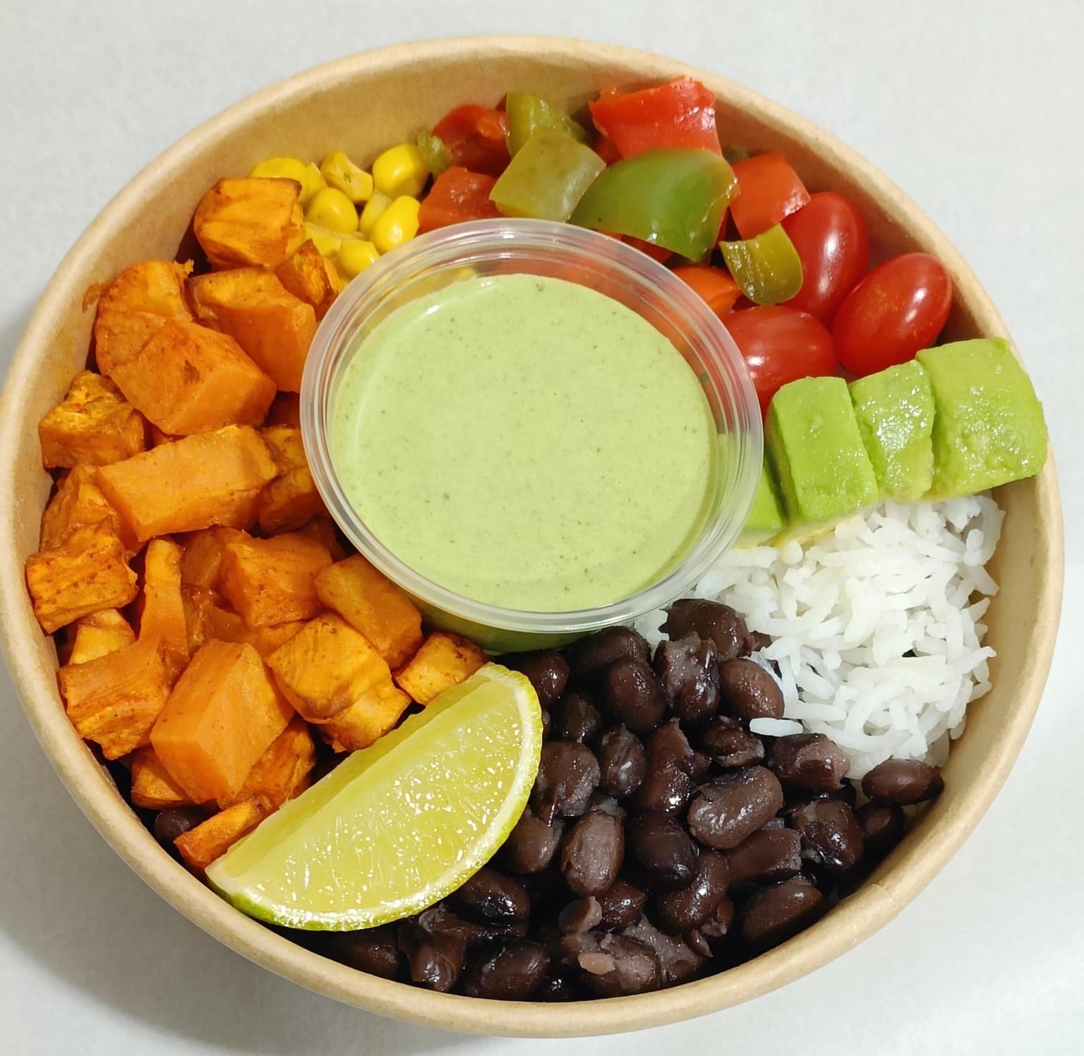 Vegetable Fajita Bowl With Cilantro Lime Sauce